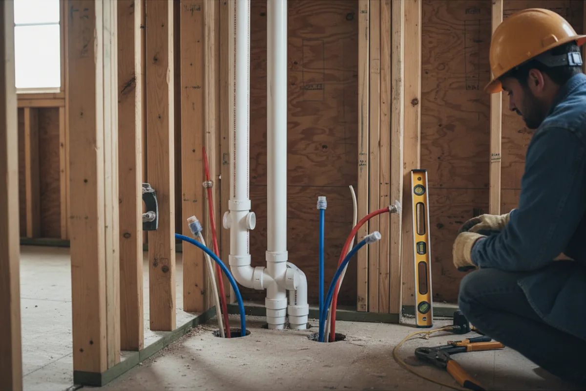 Drain and supply rough-in during Leak Detection in Railroad
